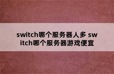 switch哪个服务器人多 switch哪个服务器游戏便宜